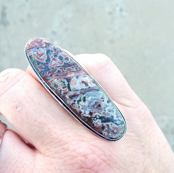 New Leopard Skin Jasper 925 Silver Statement Ring. - Picture 12 of 16